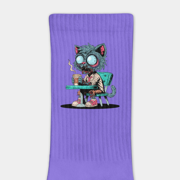 Coffee Loving Zombie Cat by H. R. Sinclair