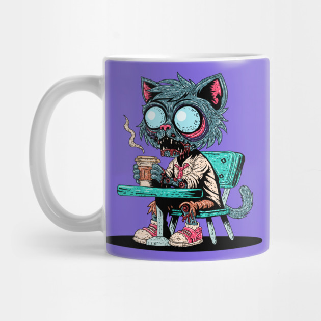 Coffee Loving Zombie Cat by H. R. Sinclair