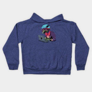Zombie Computer Crow Kids Hoodie