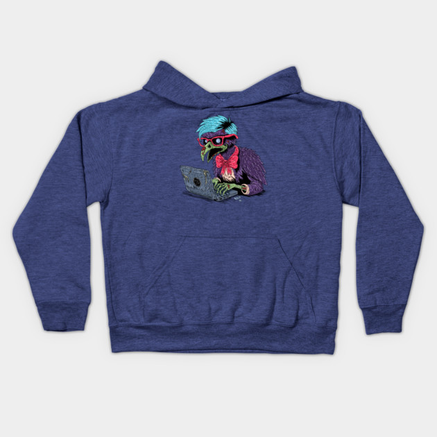Zombie Computer Crow Kids Hoodie by H. R. Sinclair