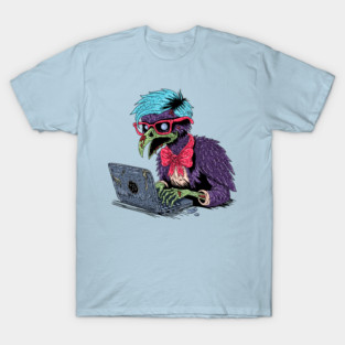 Zombie Computer Crow T-Shirt
