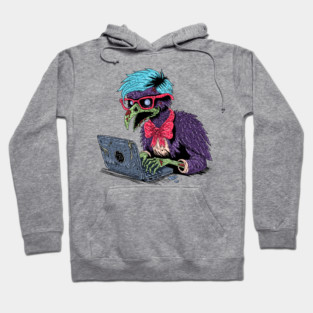 Zombie Computer Crow Hoodie