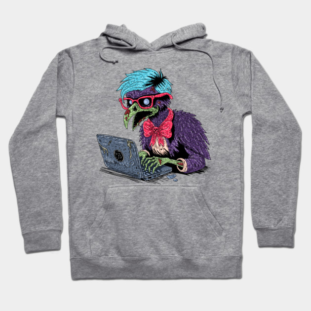 Zombie Computer Crow Hoodie by H. R. Sinclair