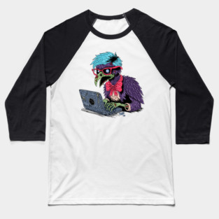 Zombie Computer Crow Baseball T-Shirt
