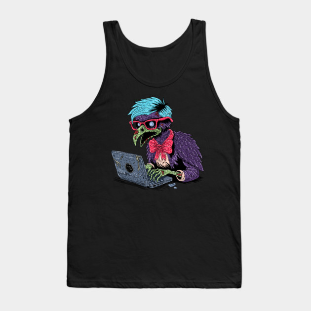 Zombie Computer Crow Tank Top by H. R. Sinclair