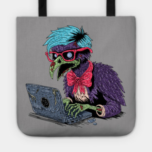 Zombie Computer Crow Tote