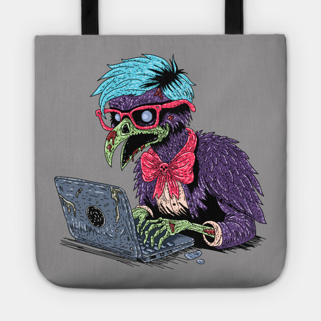 Zombie Computer Crow Tote by H. R. Sinclair
