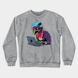 Zombie Computer Crow Crewneck Sweatshirt