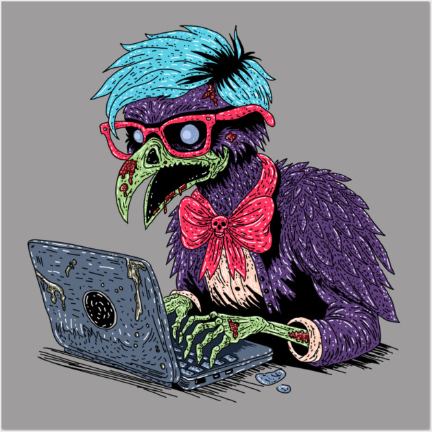 Zombie Computer Crow Wall Art by H. R. Sinclair