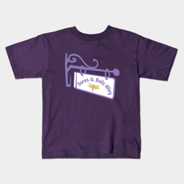 Sores and Boils Alley Street Sign Kids T-Shirt by Stars Hollow Mercantile