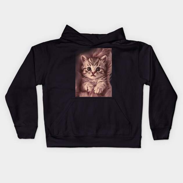 Expressive Eyes Baby Cat Kids Hoodie by animegirlnft