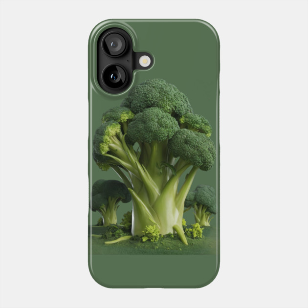 Features a Collection of Broccoli, Emphasizing its Green Phone Case by animegirlnft