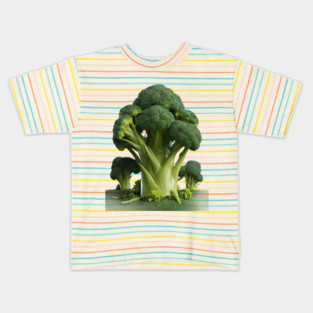 Features a Collection of Broccoli, Emphasizing its Green Kids T-Shirt
