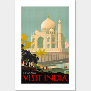 Vintage Travel Poster Visit India The Taj Mahal Posters and Art