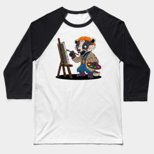 Zombie Badger Artist Baseball T-Shirt