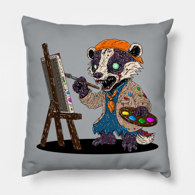 Zombie Badger Artist Pillow by H. R. Sinclair