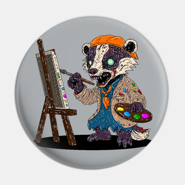 Zombie Badger Artist Pin by H. R. Sinclair