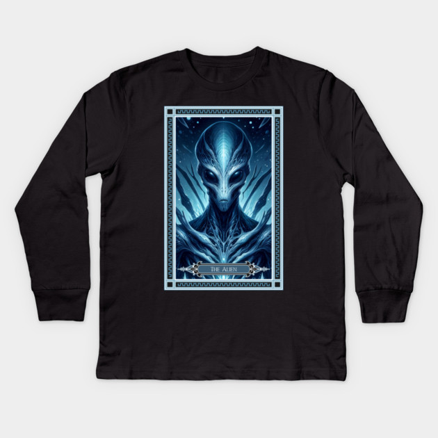 The Alien Tarot Card Kids Long Sleeve T-Shirt by HolidayBug