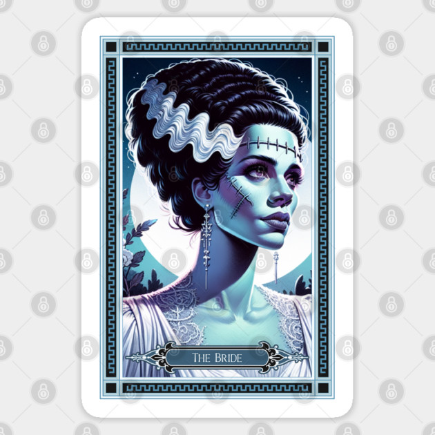 The Bride of Frankenstein Tarot Card Sticker by HolidayBug