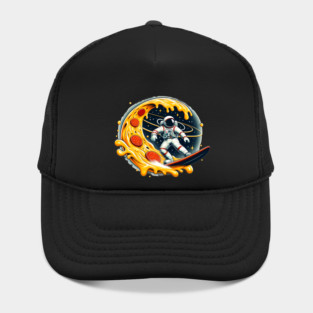 Funny Pizza Lover, Astronaut Surfing in Space Hat