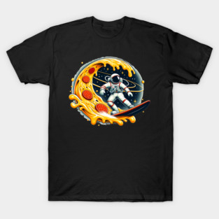 Funny Pizza Lover, Astronaut Surfing in Space T-Shirt