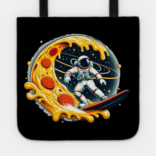 Funny Pizza Lover, Astronaut Surfing in Space Tote
