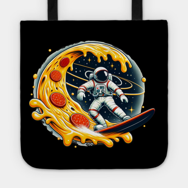 Funny Pizza Lover, Astronaut Surfing in Space Tote by logiamerch