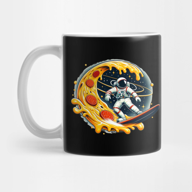 Funny Pizza Lover, Astronaut Surfing in Space by logiamerch