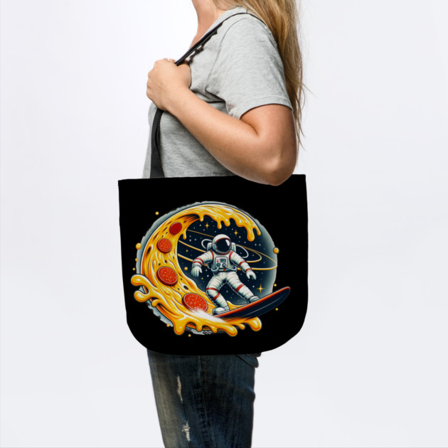 Funny Pizza Lover, Astronaut Surfing in Space by logiamerch