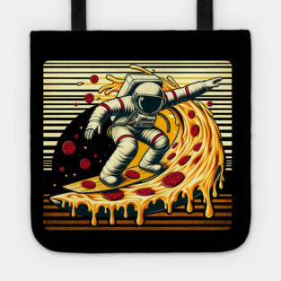 Funny Pizza Lover, Astronaut Surfing in Space Tote