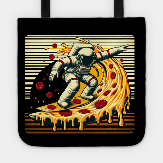 Funny Pizza Lover, Astronaut Surfing in Space Tote by logiamerch