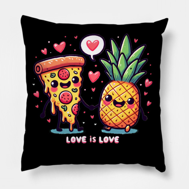 Love Pineapple Pizza, Better Together Pillow by logiamerch
