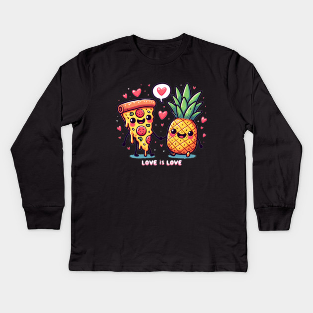 Love Pineapple Pizza, Better Together Kids Long Sleeve T-Shirt by logiamerch