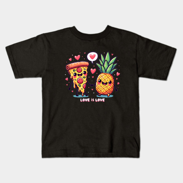 Love Pineapple Pizza, Better Together Kids T-Shirt by logiamerch