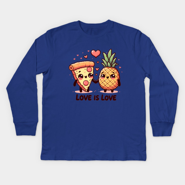 Love Pineapple Pizza, Better Together Kids Long Sleeve T-Shirt by logiamerch