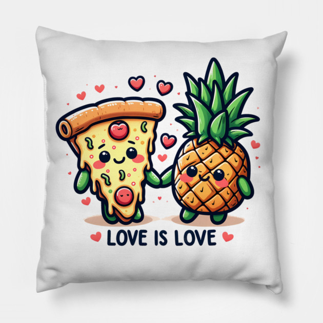 Love Pineapple Pizza, Better Together Pillow by logiamerch