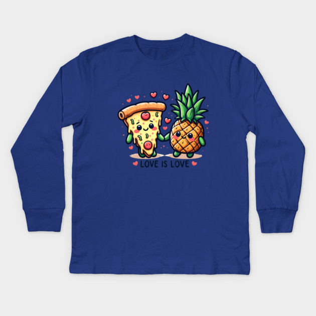 Love Pineapple Pizza, Better Together Kids Long Sleeve T-Shirt by logiamerch