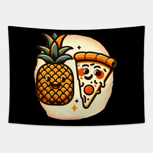Love Pineapple Pizza, Better Together Tapestry by logiamerch
