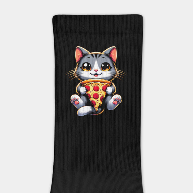 Kawaii Cat Eating Pizza, Funny Pizza Lover by logiamerch
