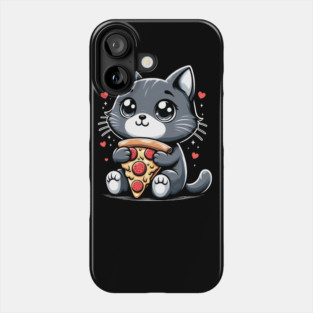 Cat Eating Pizza, Funny Pizza Lover Phone Case