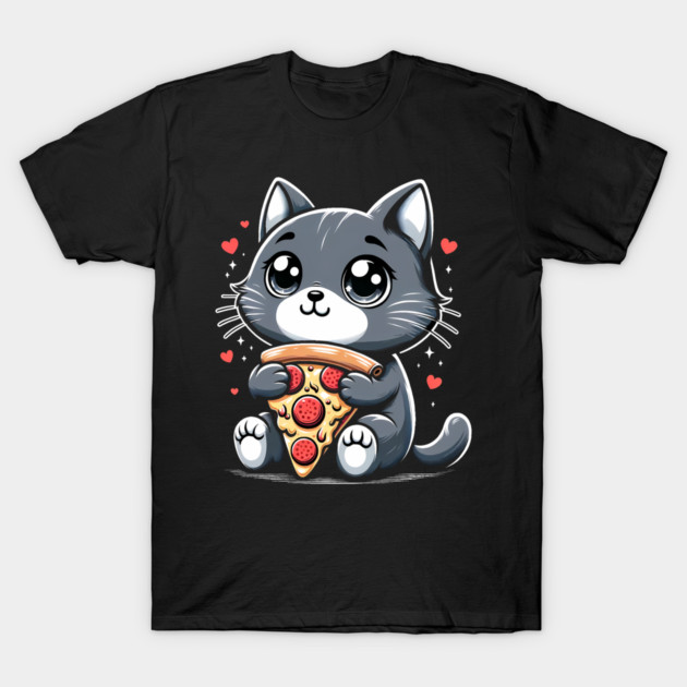 Cat Eating Pizza, Funny Pizza Lover T-Shirt by logiamerch