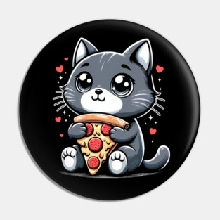 Cat Eating Pizza, Funny Pizza Lover Pin