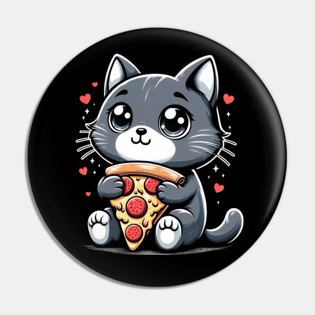 Cat Eating Pizza, Funny Pizza Lover Pin by logiamerch
