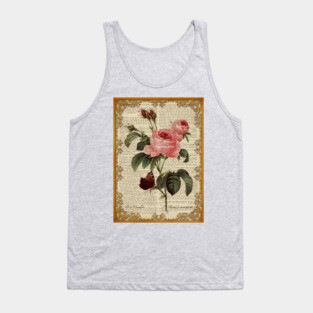 Botanical print, on old book page - Roses Tank Top