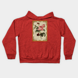 Botanical print, on old book page - Roses Kids Hoodie