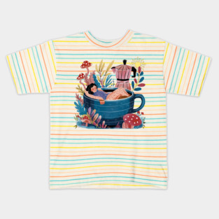 Coffee Break - Relaxing in a Large Cup Kids T-Shirt
