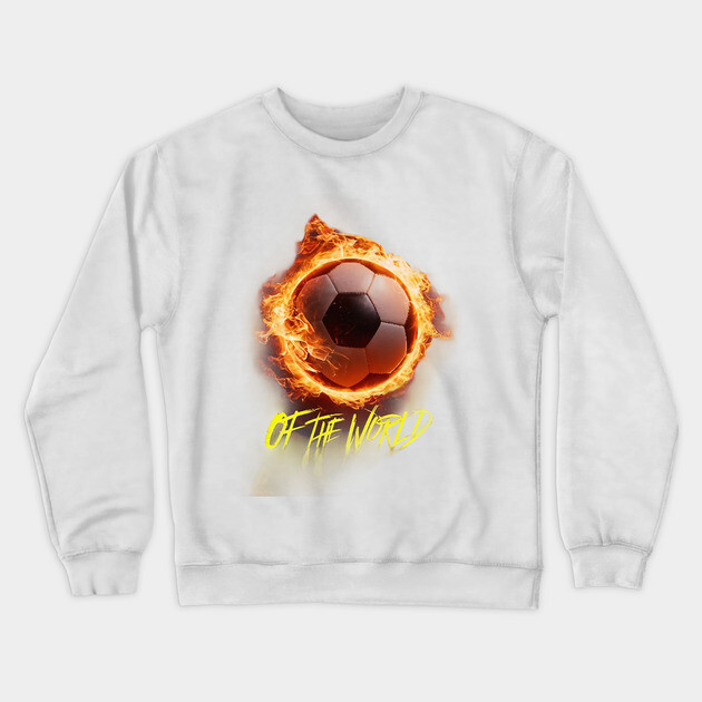 The fiery effect around the ball suggests intensity and energy fire Crewneck Sweatshirt by animegirlnft