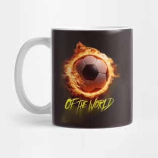The fiery effect around the ball suggests intensity and energy fire Mug