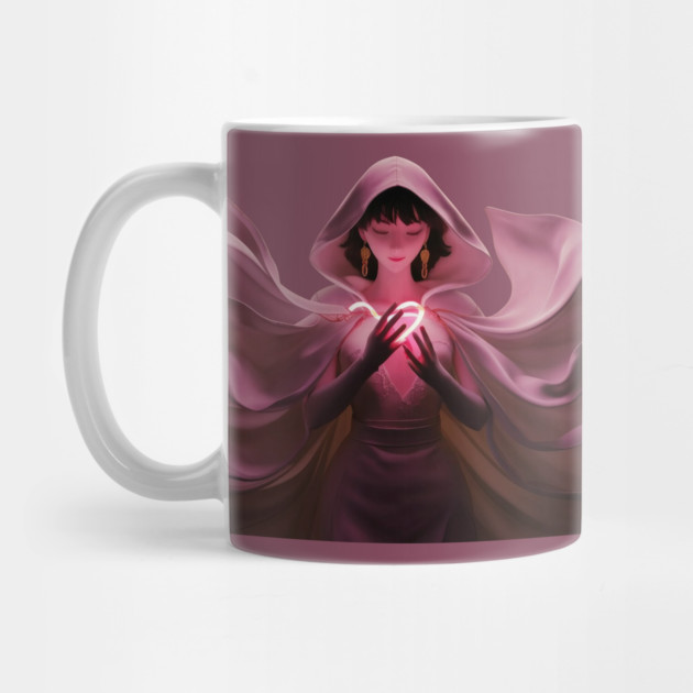 mystery fashion flowing pink robe, hood drawn up by animegirlnft