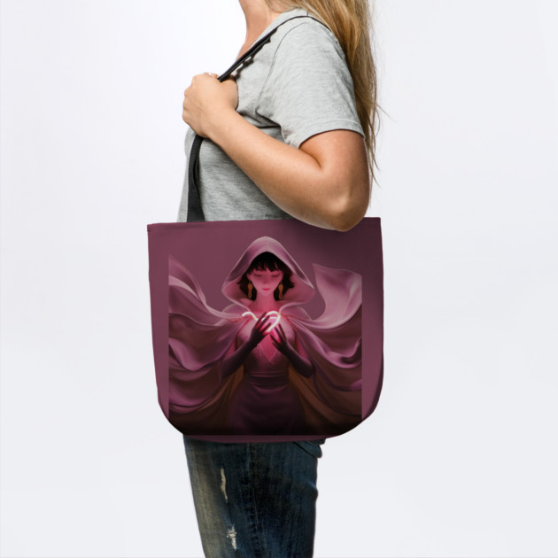 mystery fashion flowing pink robe, hood drawn up by animegirlnft